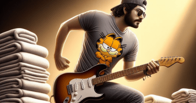 roqueiro com camiseta do Garfield