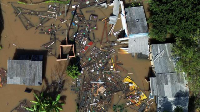 Área totalmente alagada de Porto Alegre