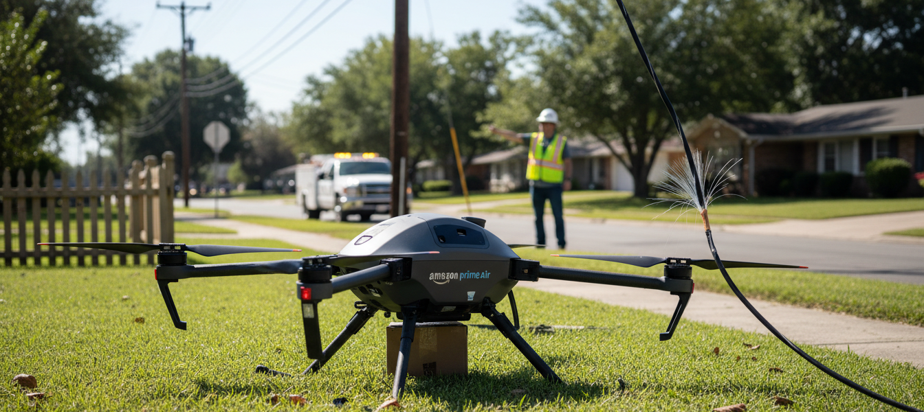 Drone da Amazon Derruba Cabo de Internet no Texas, Acendendo Alerta para Segurança Aérea