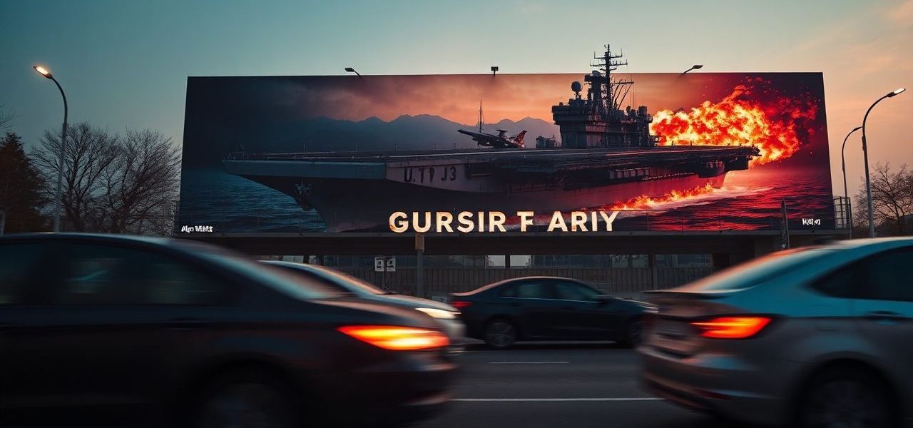 Irã provoca os EUA com outdoor de porta-aviões em chamas