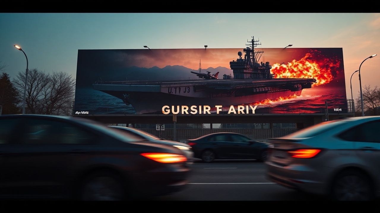 Irã provoca os EUA com outdoor de porta-aviões em chamas