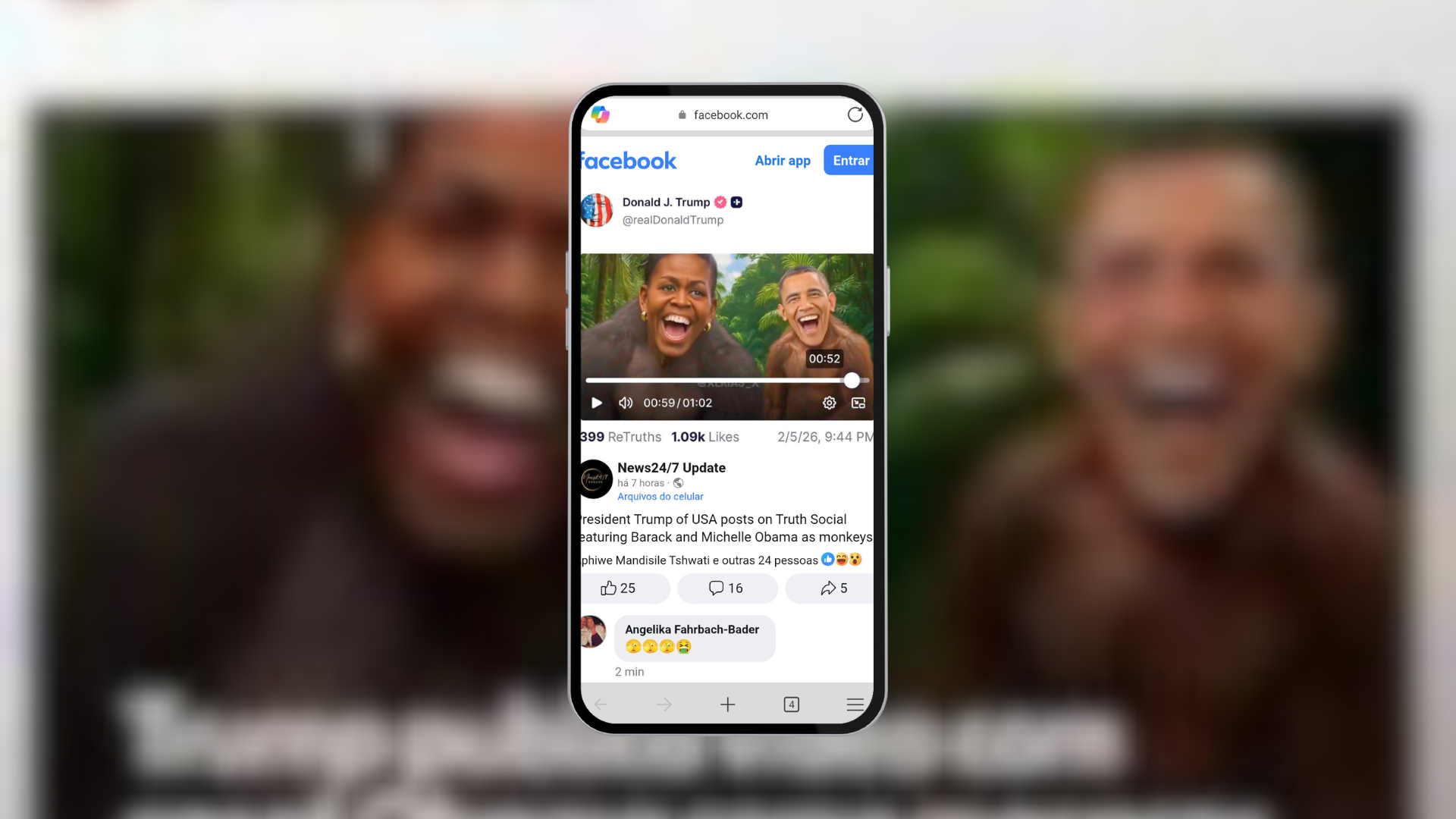 Trump posta Obamas como macacos; Casa Branca admite ‘erro’ e apaga