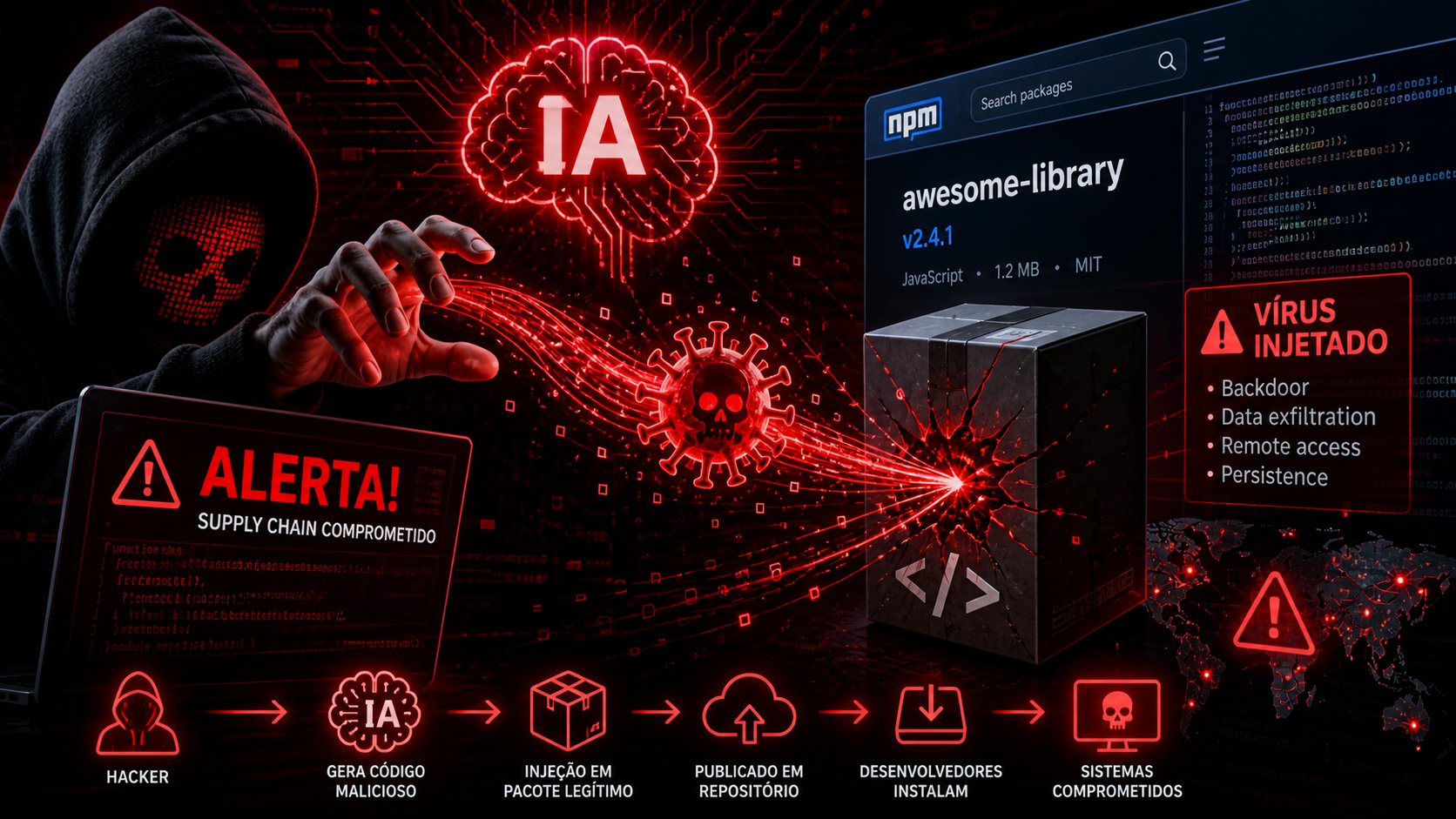 Hackers usam IA para injetar vírus em pacotes de programação